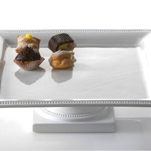 Ceramiche Elios New Pearl 12" Square Pedestal Cake Stand